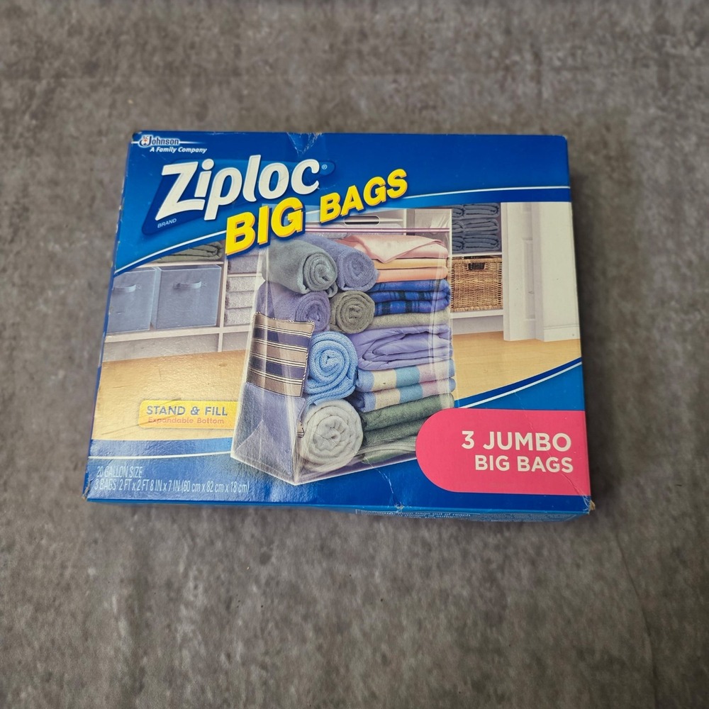 Ziploc Big Bags Jumbo 20 Gallon Size (3 Count Pack) Storage Tote Bag